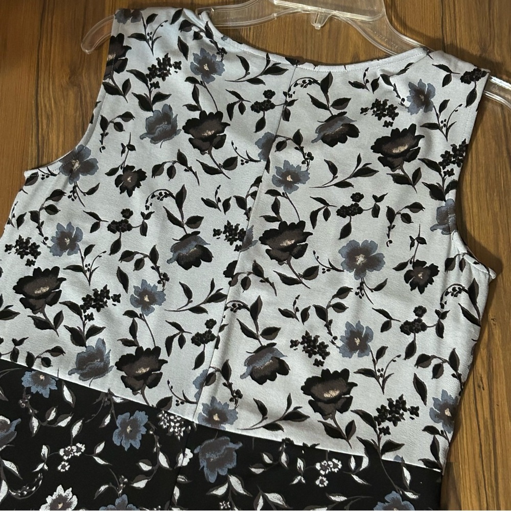 Joan Rivers Sleeveless Floral Print Maxi Dress Stretch Blue Black Gray - Picture 8 of 10